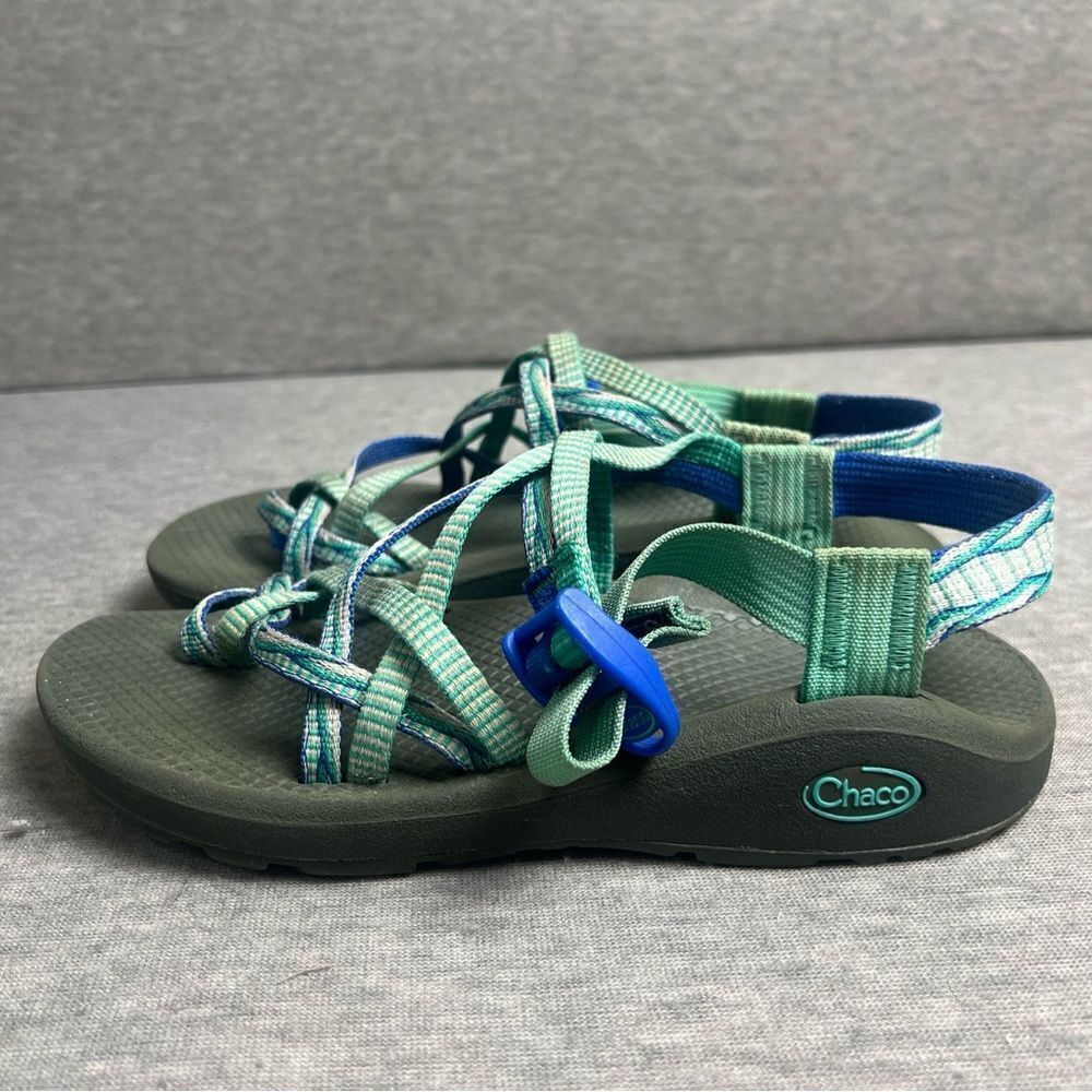 Chaco‎ ZX/2 Sandals Womens Size 7 Teal Blue Black Vibram Soles Big Toe Strappy - Picture 5 of 11